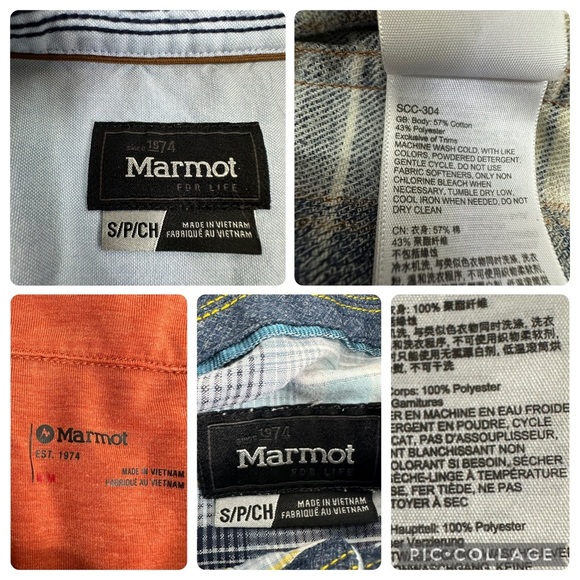 Lot of 3 Marmot Men’s Size Small & Medium Button Down Long & Short Sleeve Shirts - Picture 6 of 16